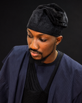 Black Velvet Monotone Embroidered Yorùbá Cap