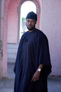 Dark BLUE NO 9 FULL EMBROIDERY AGBADA