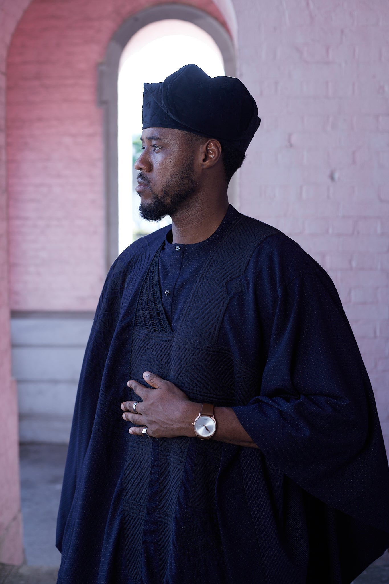 Dark BLUE NO 9 FULL EMBROIDERY AGBADA
