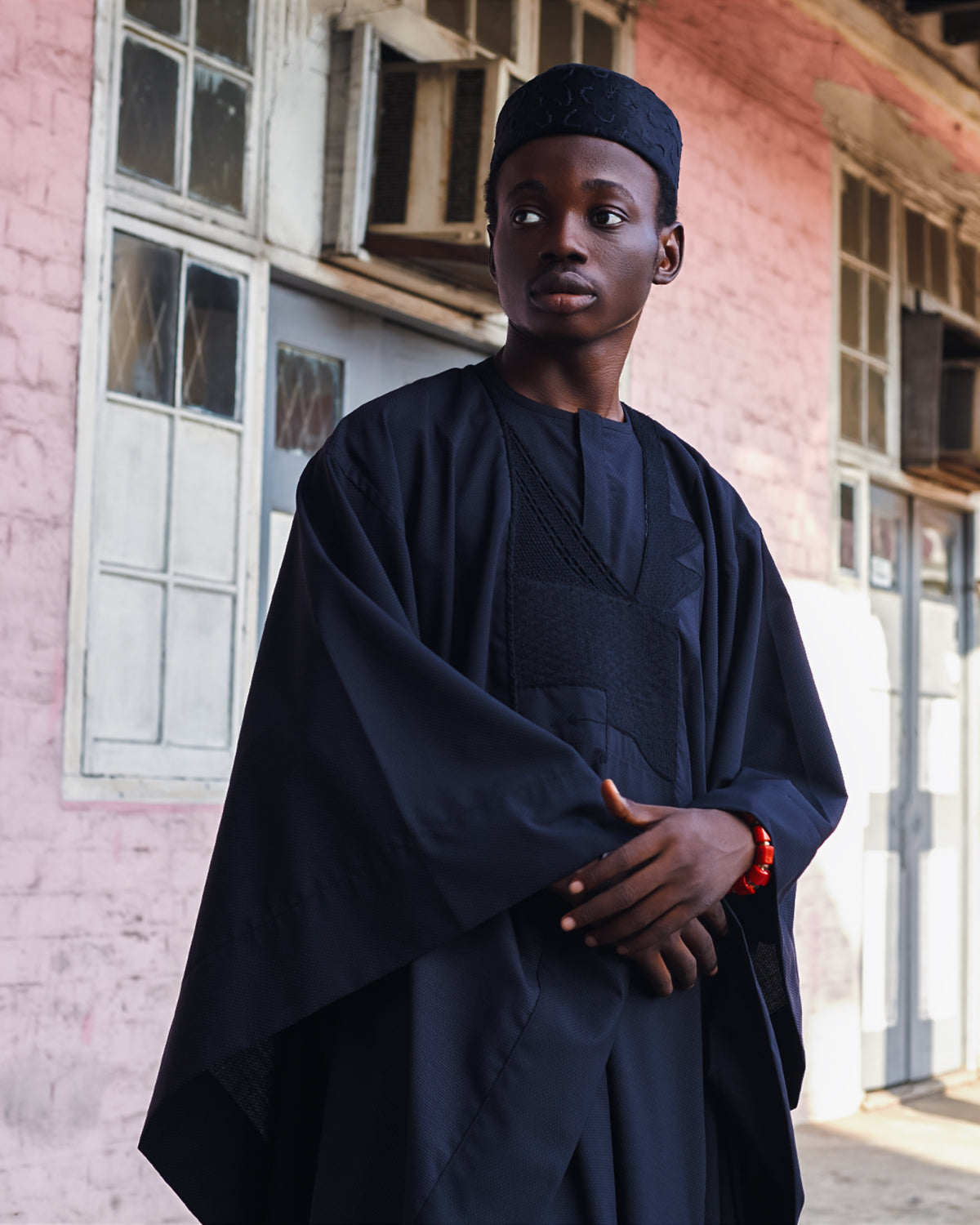 BLACK AGBADA JAKAN 3/4 SLEEVE