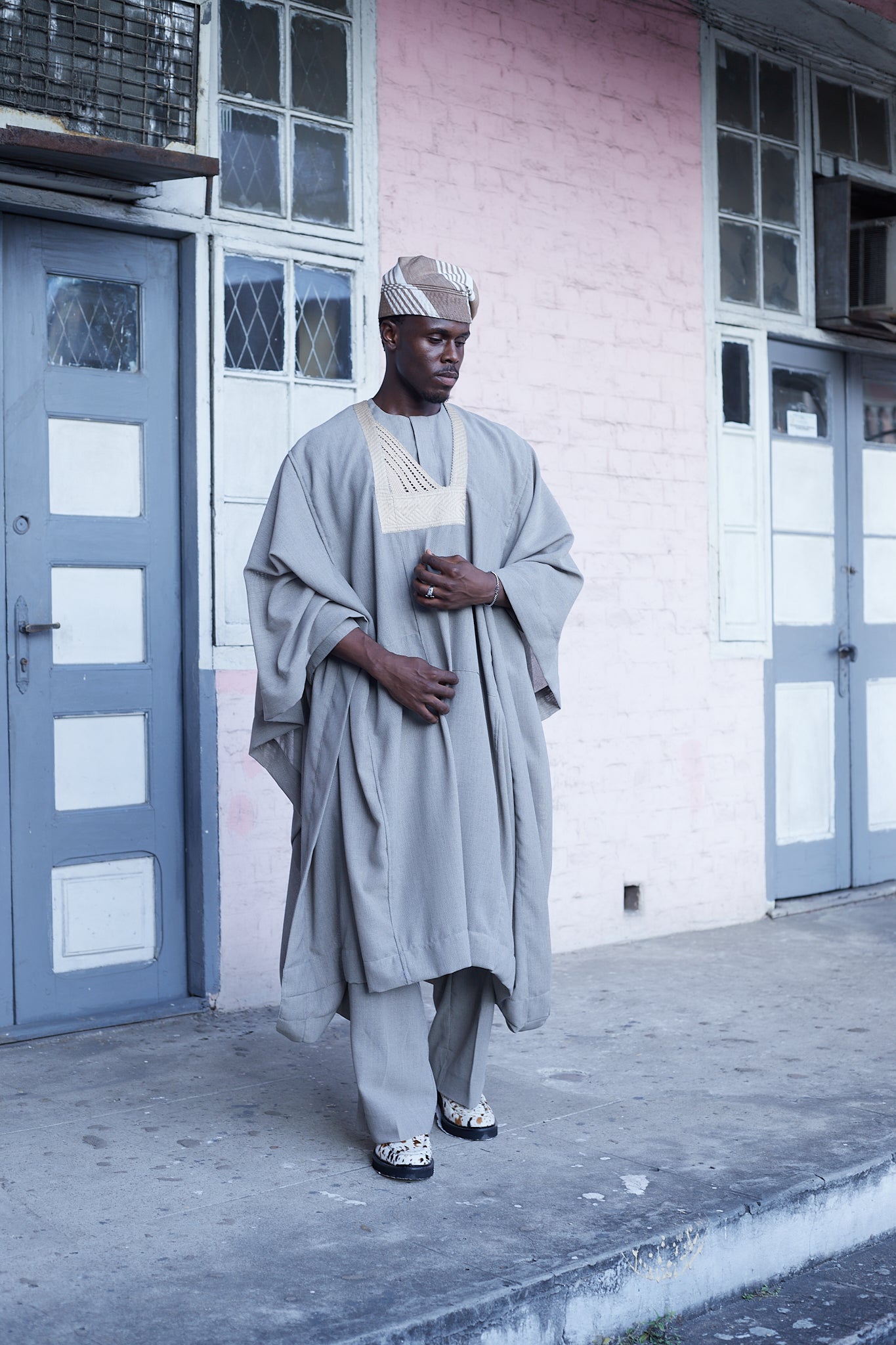 Beige Jakan Ceremonial Agbada Set