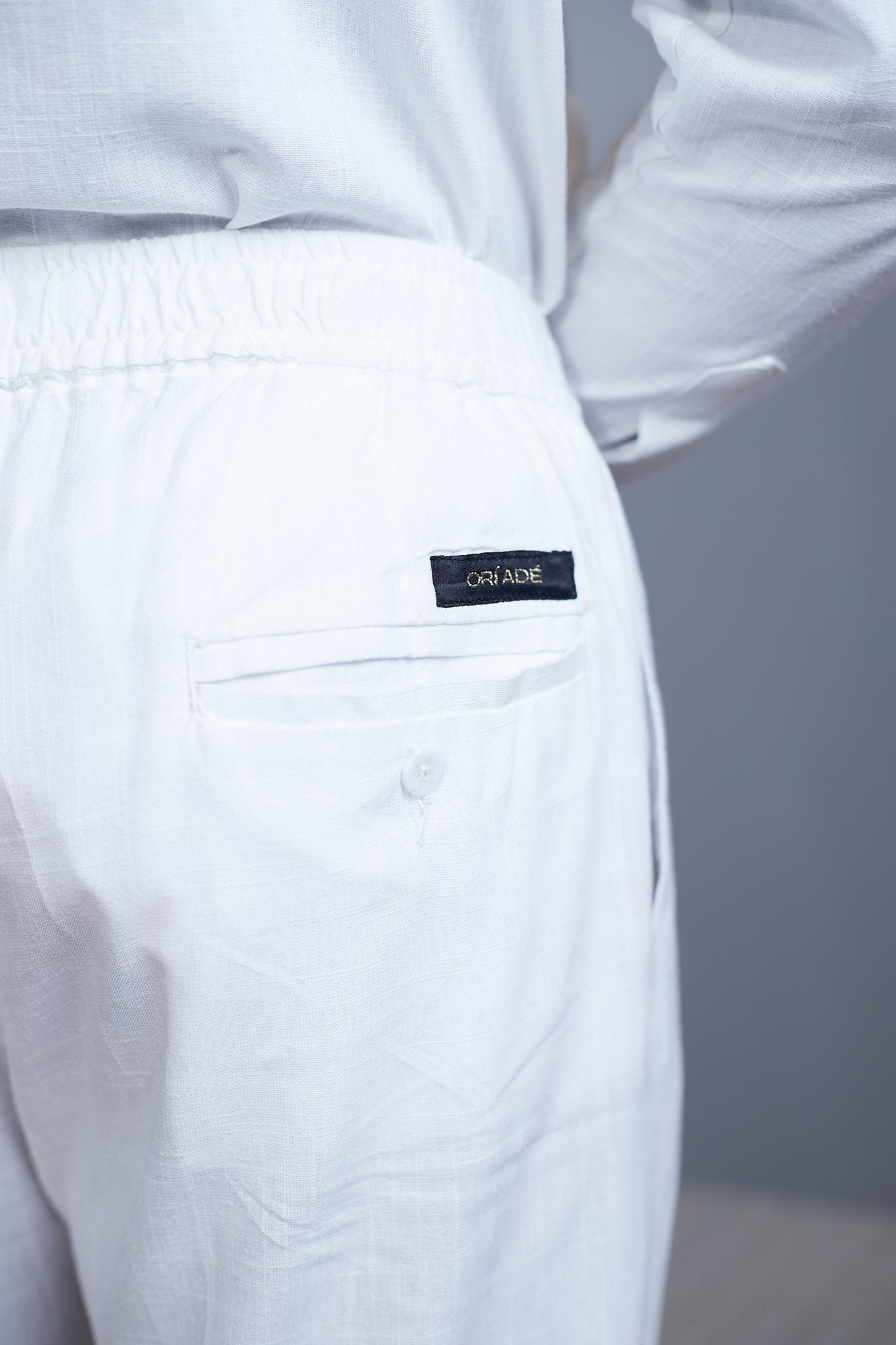White Linen Set — Mandarin Shirt & Drawstring Pant
