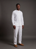 White Linen Set — Mandarin Shirt & Drawstring Pant